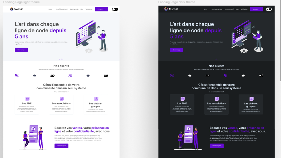 Corvex, maquette Figma